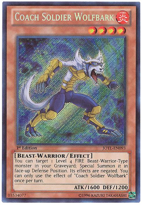 Yu-Gi-Oh Card - JOTL-EN093 - COACH SOLDIER WOLFBARK (secret rare holo)  (Mint): Sell2BBNovelties.com: Sell TY Beanie Babies, Action Figures,  Barbies, Cards & Toys selling online