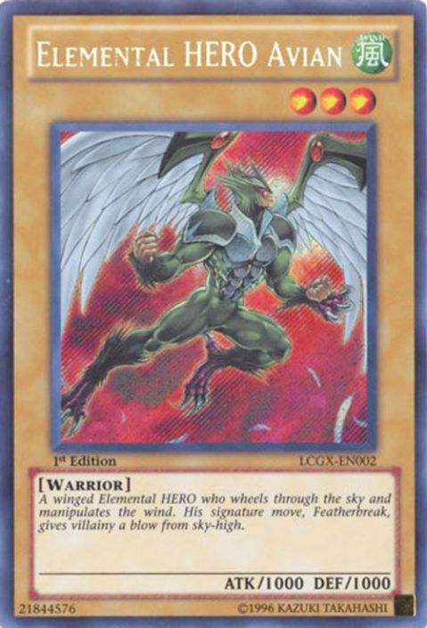 Yu-Gi-Oh Card - LCGX-EN002 - ELEMENTAL HERO AVIAN (secret rare holo) (Mint)