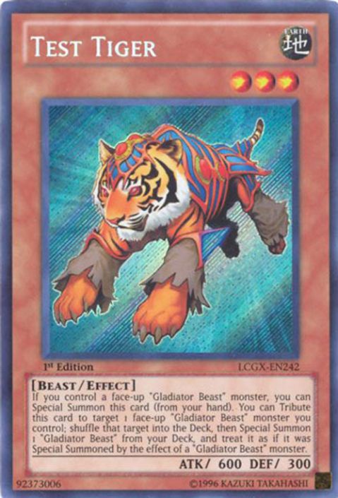 Yu-Gi-Oh Card - LCGX-EN242 - TEST TIGER (secret rare holo) (Mint)