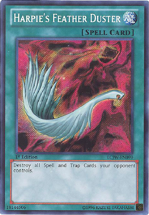 YuGiOh Card LCJWEN099 HARPIE'S FEATHER DUSTER (secret rare holo