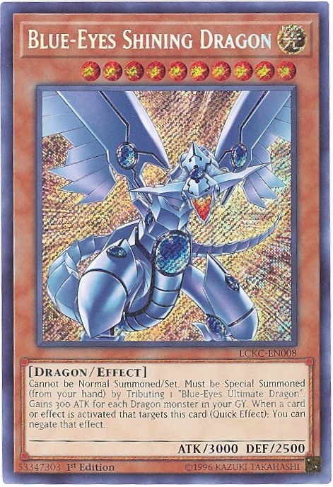 1996 blue eyed dragon yugioh card : LDK2-ENK01 Limited Ed Blue-Eyes White (Alternate Art 1) Common Any notable flaws or damage to this item will be noted in this listing 2004 Yu-Gi-Oh! Kaiba Evolution Starter