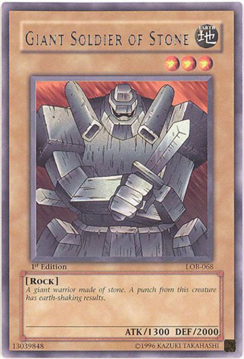 Yu-Gi-Oh Card - LOB-068 - GIANT SOLDIER OF STONE (rare) *1st Edition* (Mint)