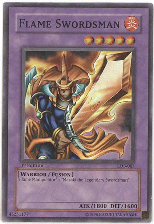 Yu-Gi-Oh Card - LOB-003 - FLAME SWORDSMAN (super rare holo) *1st