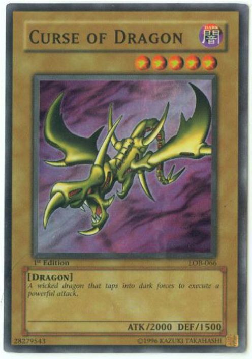 Yu-Gi-Oh Card - LOB-066 - CURSE of DRAGON (super rare holo) *1st Edition*:  Sell2BBNovelties.com: Sell TY Beanie Babies, Action Figures, Barbies, Cards  & Toys selling online