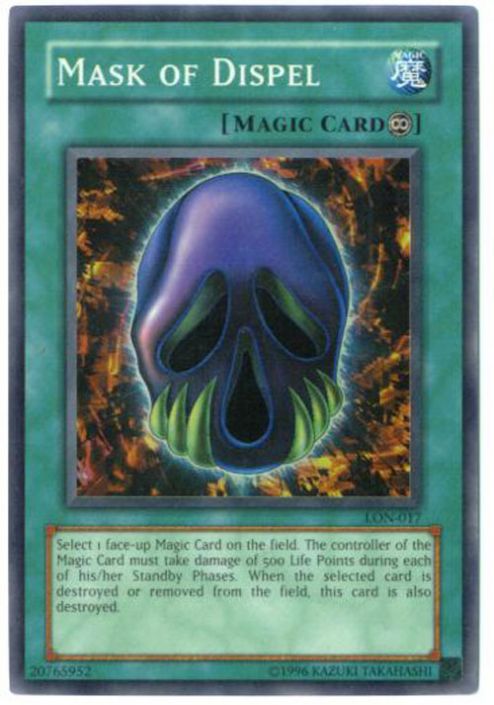 Yu-Gi-Oh Card - LON-017 - MASK OF DISPEL (super rare holo) (Mint):  Sell2BBNovelties.com: Sell TY Beanie Babies, Action Figures, Barbies, Cards  & Toys selling online