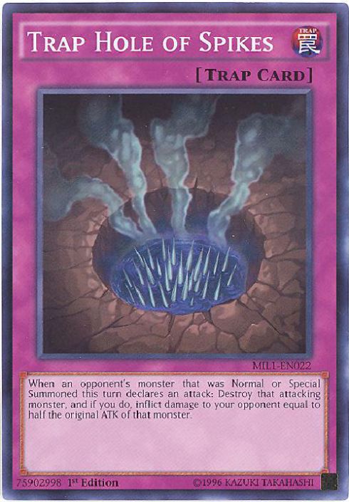 Yu-Gi-Oh Card - MIL1-EN022 - TRAP HOLE OF SPIKES (super rare holo) (Mint)