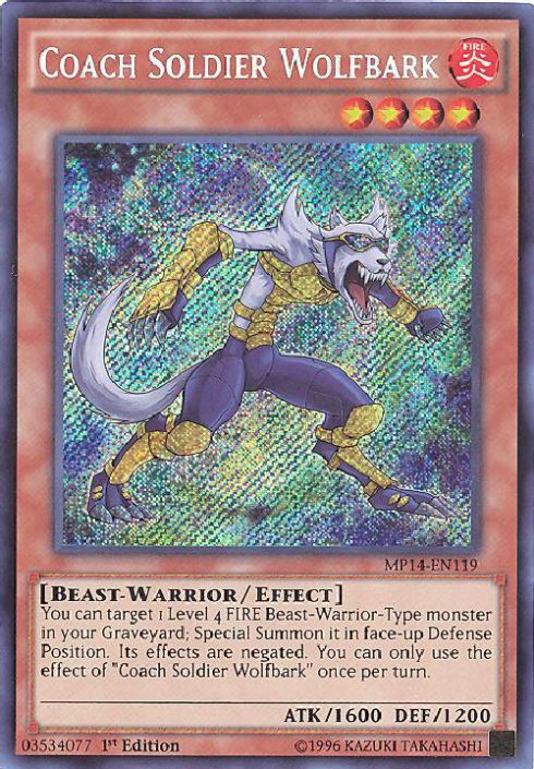 Yu-Gi-Oh Card - MP14-EN119 - COACH SOLDIER WOLFBARK (secret rare holo)  (Mint): Sell2BBNovelties.com: Sell TY Beanie Babies, Action Figures,  Barbies, Cards & Toys selling online