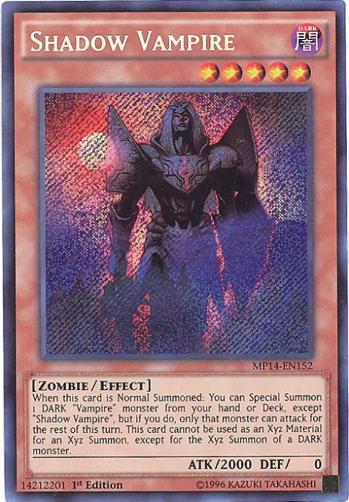 Yu-Gi-Oh Card - MP14-EN152 - SHADOW VAMPIRE (secret rare holo) (Mint):  Sell2BBNovelties.com: Sell TY Beanie Babies, Action Figures, Barbies, Cards  & Toys selling online