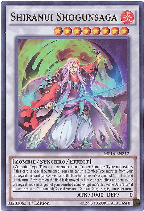 Yu-Gi-Oh Card - MP16-EN212 - SHIRANUI SHOGUNSAGA (ultra rare holo) (Mint):  Sell2BBNovelties.com: Sell TY Beanie Babies, Action Figures, Barbies, Cards  & Toys selling online