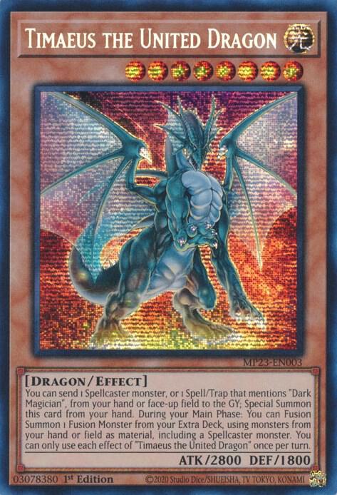 Timaeus Card Yu-Gi-Oh Card - MP23-EN003 - TIMAEUS THE UNITED DRAGON (prismatic ...
