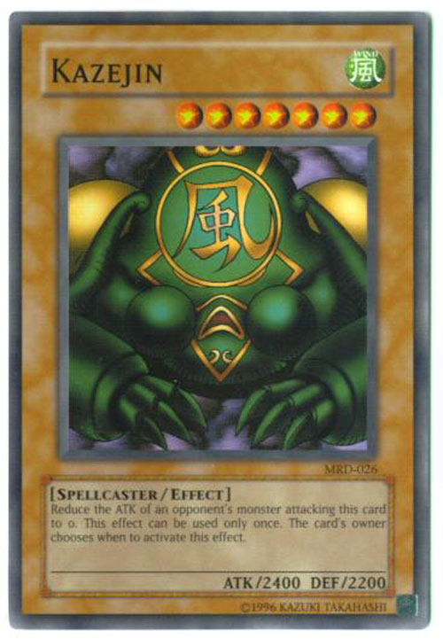 yugioh card kazejin Yu-Gi-Oh BANDAI Sanga Suijin 3cards Rare 1999 EX-VG Japanese v Spellcaster/Effect Yu-Gi-Oh Card - MRD-026 -