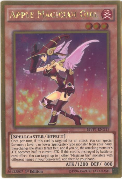 Yu-Gi-Oh Card - MVP1-ENG15 - APPLE MAGICIAN GIRL (gold rare holo) (Mint)