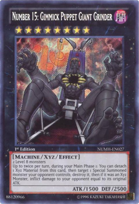 Yu-Gi-Oh Card - NUMH-EN027 - NUMBER 15: GIMMICK PUPPET GIANT GRINDER  (secret rare holo) (Mint): Sell2BBNovelties.com: Sell TY Beanie Babies,  Action Figures, Barbies, Cards & Toys selling online