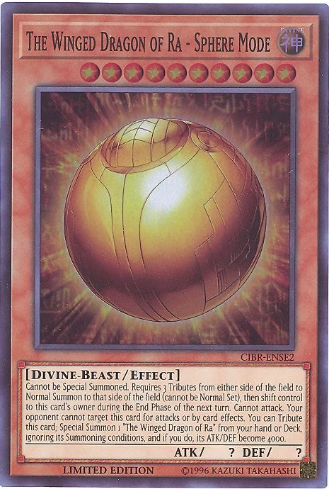 Yu-Gi-Oh Card - CIBR-ENSE2 - THE WINGED DRAGON OF RA - SPHERE MODE ...