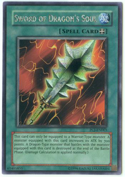 Yu-Gi-Oh Card - PCJ-EN003 - SWORD OF DRAGON'S SOUL (prismatic secret rare  holo) (Mint): Sell2BBNovelties.com: Sell TY Beanie Babies, Action Figures,  Barbies, Cards & Toys selling online