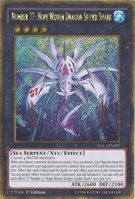 Yu-Gi-Oh Card - PGL3-EN007 - NUMBER 37: HOPE WOVEN DRAGON SPIDER SHARK (gold secret rare holo) (Mint: Sell2BBNovelties.com: Sell TY Beanie Babies, Action Figures, Barbies, Cards & Toys selling online Yu-Gi-Oh Card - PGL3-EN007 - NUMBER 37: HOPE WOVEN DRAGON SPIDER SHARK (gold secret rare holo) (Mint: Sell2BBNovelties.com: Sell TY Beanie Babies, Action Figures, Barbies, Cards & Toys selling online