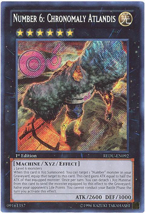 Yu-Gi-Oh Card - REDU-EN092 - NUMBER 6: CHRONOMALY ATLANDIS (secret rare  holo) (Mint)