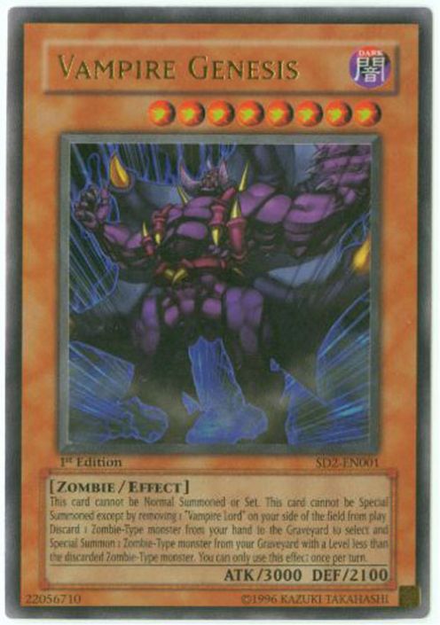 Yu-Gi-Oh Card - SD2-EN001 - VAMPIRE GENESIS (ultra rare holo) (Mint):  Sell2BBNovelties.com: Sell TY Beanie Babies, Action Figures, Barbies, Cards  & Toys selling online