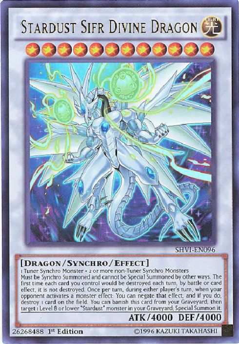 Yu-Gi-Oh Card - SHVI-EN096 - STARDUST SIFR DIVINE DRAGON (ultra rare holo) (Mint): Sell2BBNovelties.com: Sell TY Beanie Babies, Action Figures, Barbies, Cards & Toys selling online Yu-Gi-Oh Card - SHVI-EN096 - STARDUST SIFR DIVINE DRAGON (ultra rare holo) (Mint): Sell2BBNovelties.com: Sell TY Beanie Babies, Action Figures, Barbies, Cards & Toys selling online