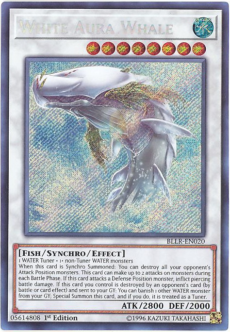 Yugioh Blanco Aura Whale BLLR-EN020 1st casi nuevo rara secreta