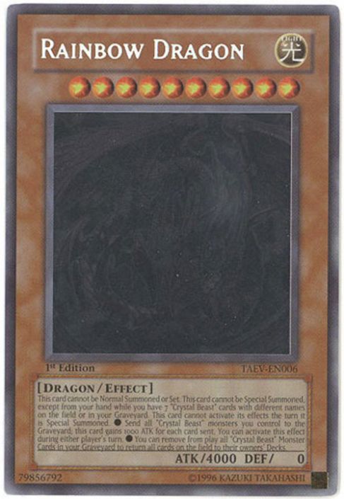 Yu-Gi-Oh Card - TAEV-EN006 - RAINBOW DRAGON (ghost rare) (Mint):  Sell2BBNovelties.com: Sell TY Beanie Babies, Action Figures, Barbies, Cards  & Toys selling online