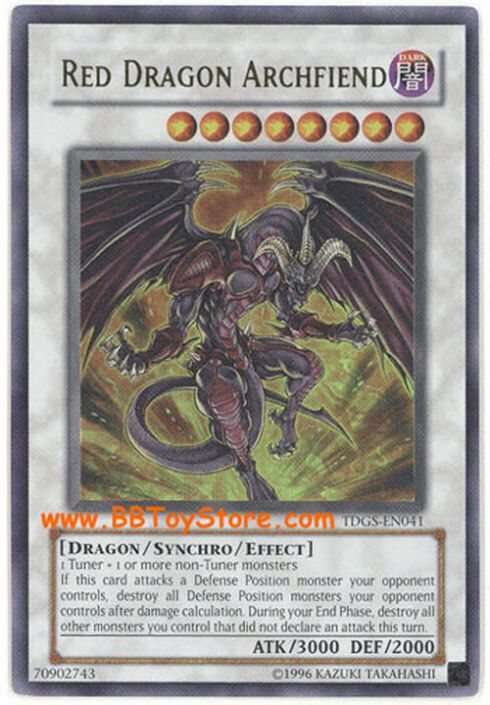 Yu-Gi-Oh Card - TDGS-EN041 - RED DRAGON ARCHFIEND (ultra rare holo) (Mint):  Sell2BBNovelties.com: Sell TY Beanie Babies, Action Figures, Barbies, Cards  & Toys selling online