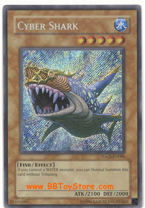 Yu-Gi-Oh Card - TDGS-EN086 - CYBER SHARK (secret rare holo) (Mint):  Sell2BBNovelties.com: Sell TY Beanie Babies, Action Figures, Barbies, Cards  & Toys selling online